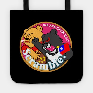 TAIWAN Formosan Bear Punches China - Taiwan Airforce Badge - Scramble! - WE ARE OPEN 24/7 - TAIWAN INDEPENDENCE SOLIDARITY - PROTEST CHINA Tote