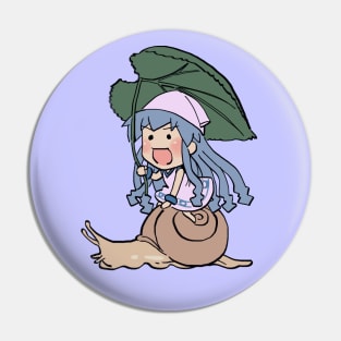I draw happy mini squid girl riding a snail with leaf umbrella / Shinryaku Ika Musume Pin