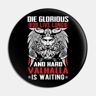 Die glorious or live long and hard Valhalla is waiting Pin