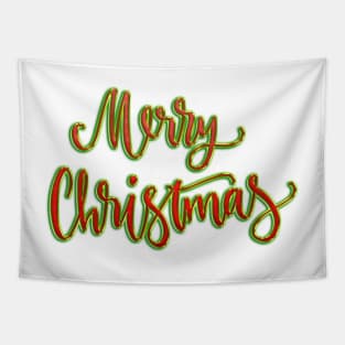 Merry Christmas in Red and Green Tapestry