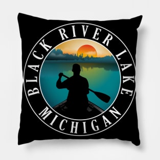 Black River Lake Canoeing Michigan Sunset Pillow