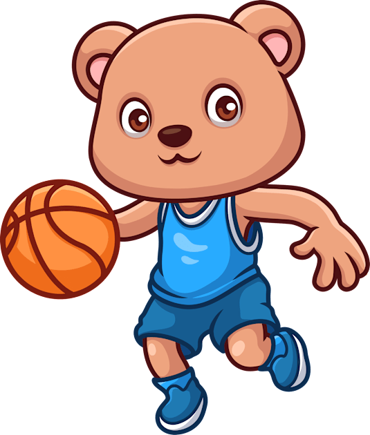 Basketball Bear Cute Cartoon Kids T-Shirt by GumregaStd