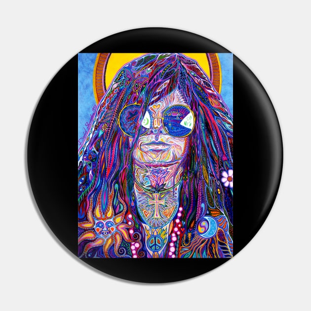 Psychedelic Blues Rock Goddess portrait Pin by sandersart