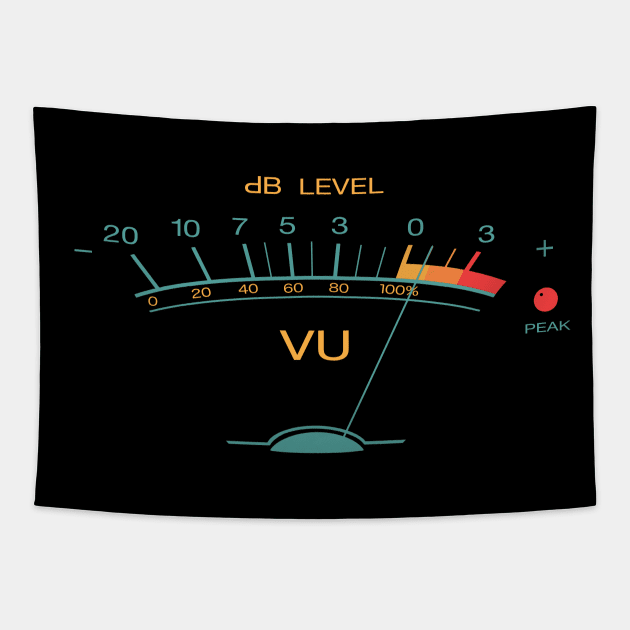 Volume VU Meter Vintage Audio Recording Studio Gear Guitar Musician Gift Retro Version Tapestry by blueversion