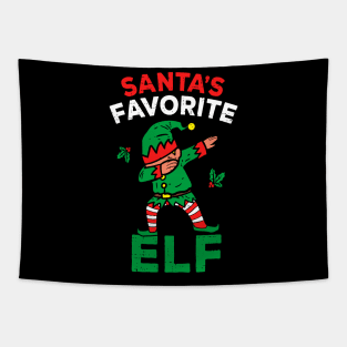 Funny Santa's Favorite Elf Squad Christmas Pajama Matching Tapestry