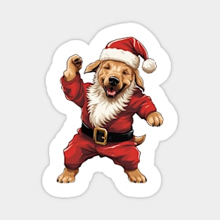 Cartoon Christmas Golden Retriever Dog Dancing Magnet