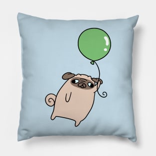 Green Balloon Pug Pillow