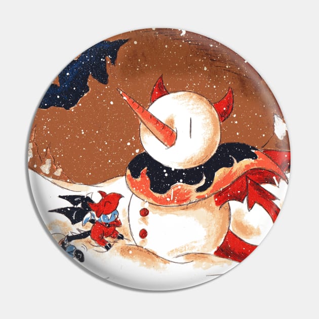 Underworld Snowman Pin by KristenOKeefeArt