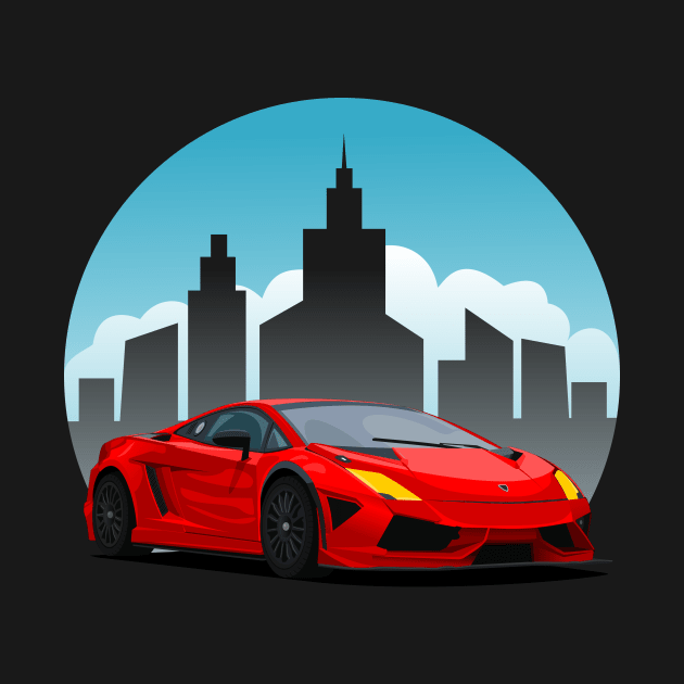 Red Lamborghini in the City by enha design