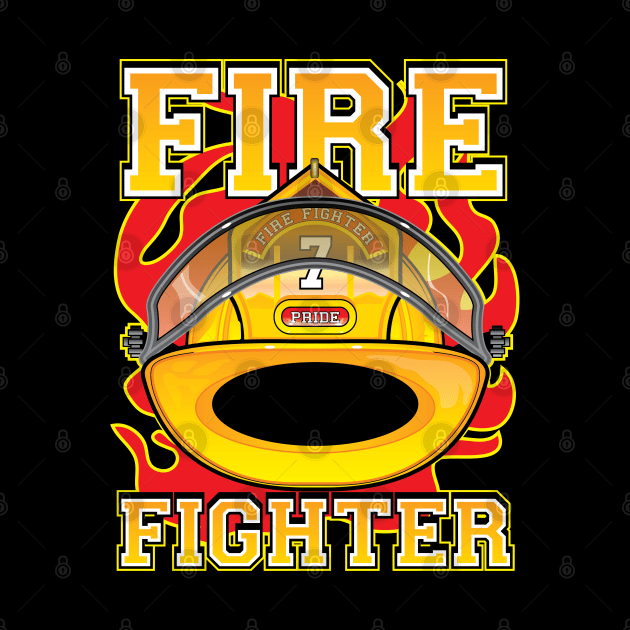 Fire Fighter Yellow Helmet by eShirtLabs