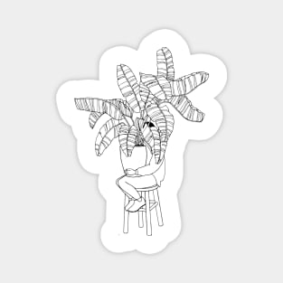 Plant Lady with Banana Leaves Magnet