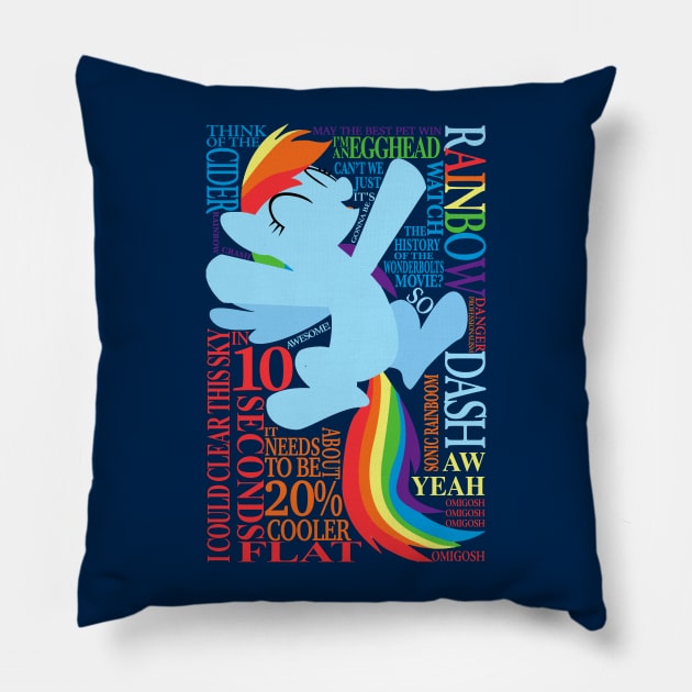 Many Words of Rainbow Dash Pillow by ColeDonnerstag