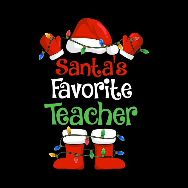 Santa's Favorite Teacher Funny Christmas Pajamas by cloverbozic2259lda