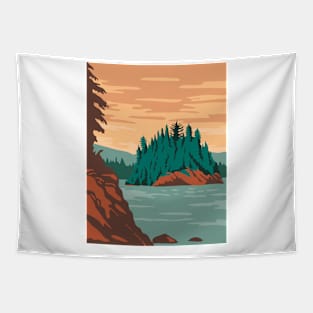 Isle Royale National Park and of islands in Lake Superior Michigan United States WPA Poster Art Color Tapestry