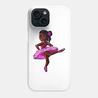 Cute African American cartoon anime ballerina loves to dance ballet Phone Case