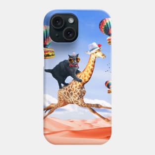 Cat Giraffe - Cat Riding Flying Giraffe with Burger Phone Case