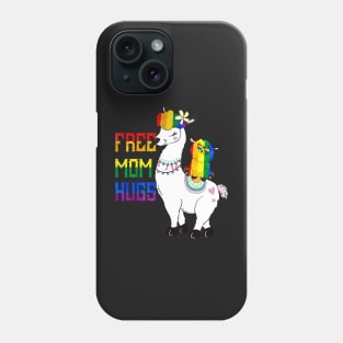 Llama Mom Free Mom Hugs Tshirt Rainbow Heart LGBT Pride Month Phone Case