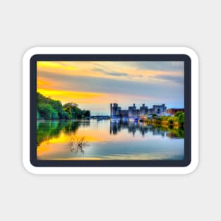 Caernarfon Castle Sunset On The Marina Magnet