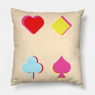 Alice in Wonderland Pastel Four Suits Colors Pillow