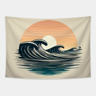 Sunset Wave Riding Tapestry