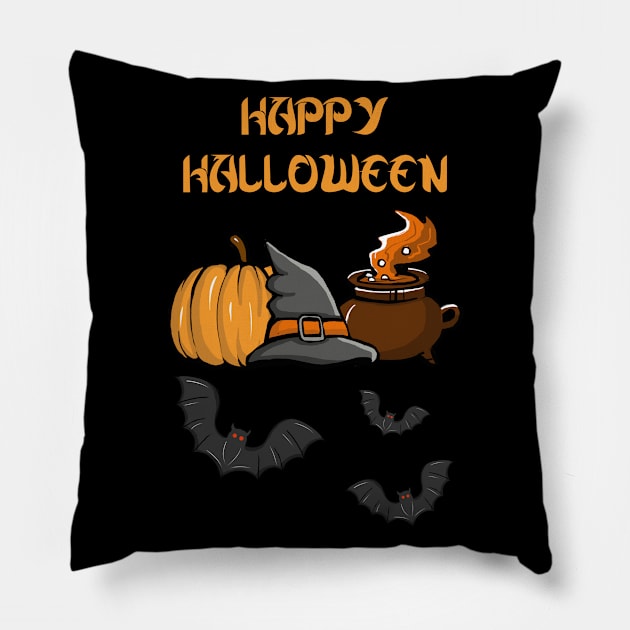 Happy Halloween Design Pillow by Daria Popkova