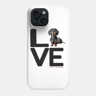 LOVE Black Tan Dachshund Black Letters Phone Case