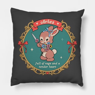 aries vintage coquette bunny Pillow