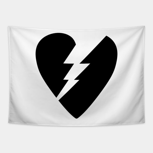 Black Broken Flash Heart Tapestry by TMBTM