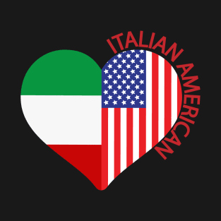 Italian American Italian Flag American Flag Heart T-Shirt