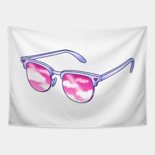 Blue sunglasses with pink sky lenses Tapestry