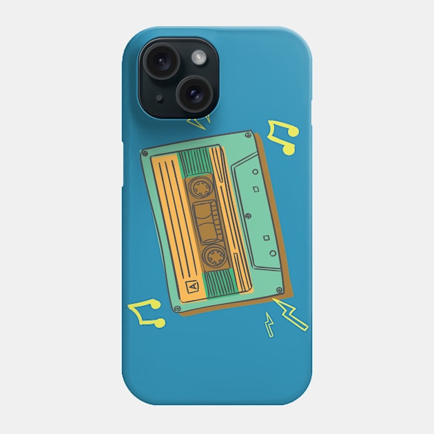 Retro Cassette Tape Blue Phone Case by Luve