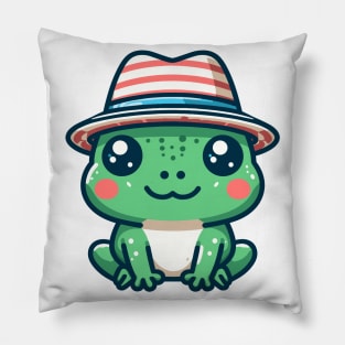 Stylish Frog with Hat Pillow