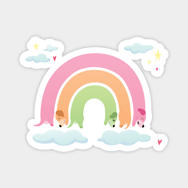 Rainbow Dachshund Magnet by DreamBox