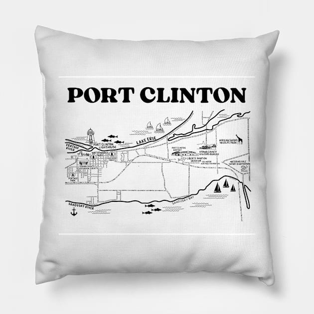 Port Clinton Map Art Pillow by fiberandgloss