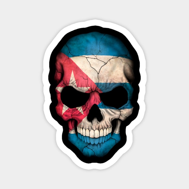 Cuban Flag Skull Floral Skeleton Magnet by SkullGrungeSHOP