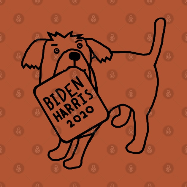 Small Dog with Biden Harris Sign Outline by ellenhenryart