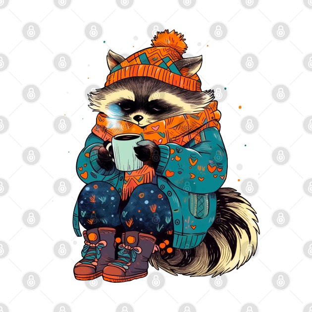 Cozy Raccoon Winter Cottagecore Vibes by Trippycollage