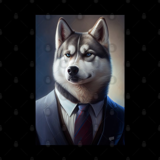 Adorable Husky Dog Wearing A Suit - Unique Wildlife Graphic For Fashion Lovers by Whimsical Animals