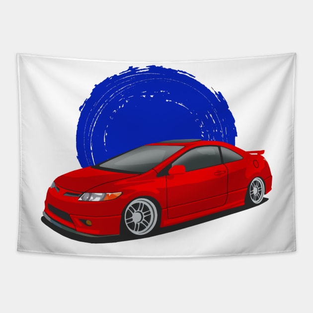 Red Honda Civic Si Tapestry by Rebellion Store