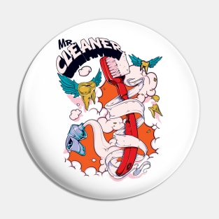 Mr. Cleaner Dentist Toothbrush Design Pin