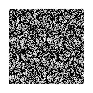 Roses in Black and White - Pretty Flowers - Floral Pattern T-Shirt