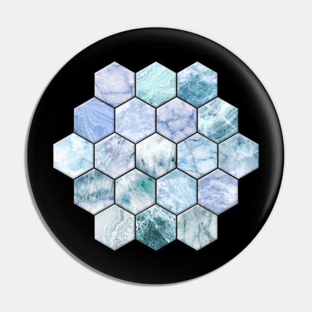 Ice Blue and Jade Stone and Marble Hexagon Tiles Pin by micklyn