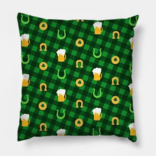 Lucky Charms Plaid Party for St. Patrick's Day Celebration Pillow