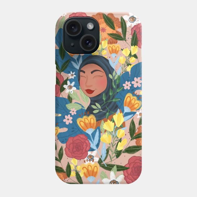 Floral madness hijabi girl Phone Case by SanMade