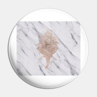 Rose gold abstract elephant - white marble Pin