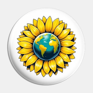 Vibrant Floral Earth Day Flower Lover Sunflower Pin