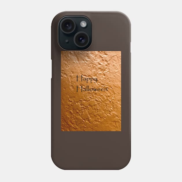 Happy Halloween in black on pumpkin orange painting Phone Case by djrunnels