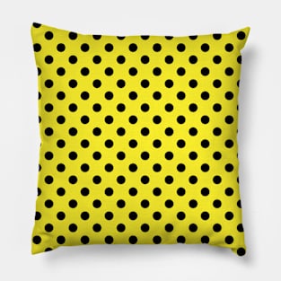 Black Polka Dots Pattern on Yellow Background Pillow