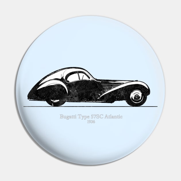 Bugatti Type 57 SC Atlantic 1936 - Black and White 02 Pin by SPJE Illustration Photography