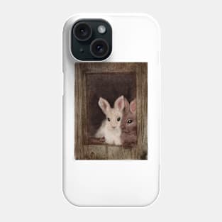 Bunny Love Two watercolor bunnies lounging in a barn Phone Case